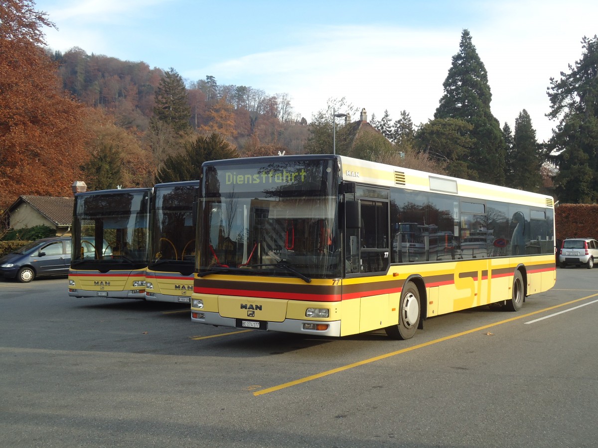 (137'065) - STI Thun - Nr. 77/BE 274'177 - MAN am 28. November 2011 bei der Schiffl�ndte Thun