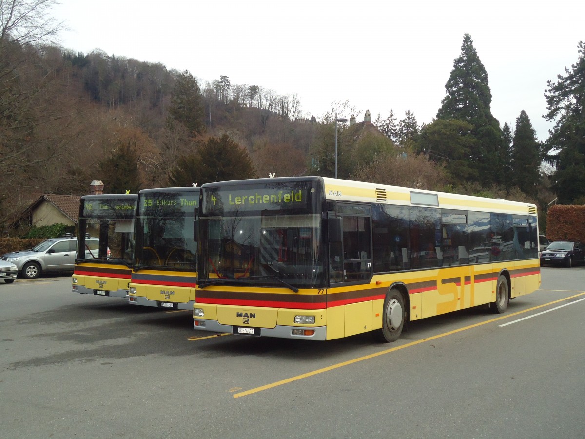 (137'587) - STI Thun - Nr. 77/BE 274'177 - MAN am 9. Januar 2012 bei der Schiffl�ndte Thun