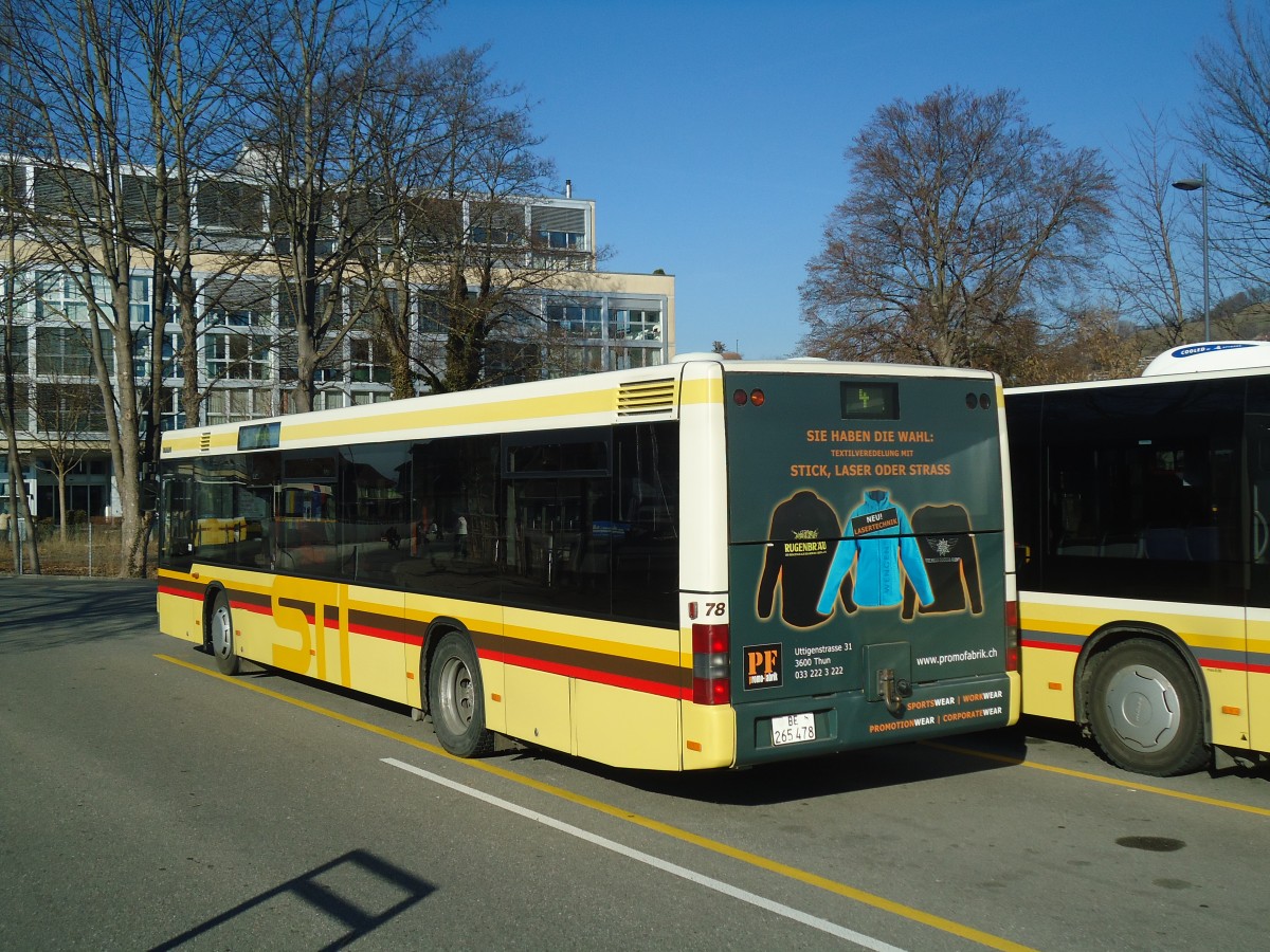 (137'593) - STI Thun - Nr. 78/BE 265'478 - MAN am 17. Januar 2012 bei der Schiffl�ndte Thun