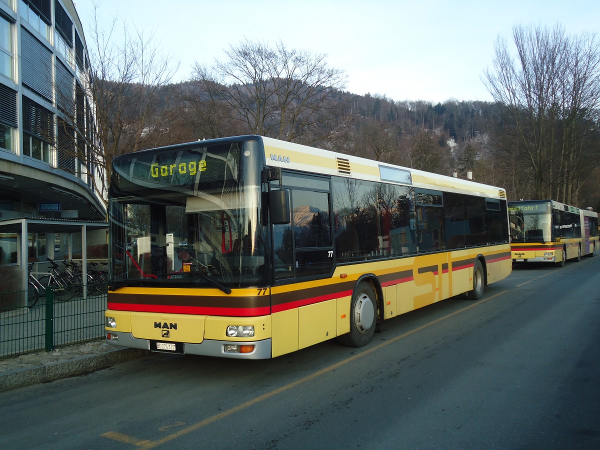 (137'723) - STI Thun - Nr. 77/BE 274'177 - MAN am 18. Februar 2012 bei der Schiffl�ndte Thun