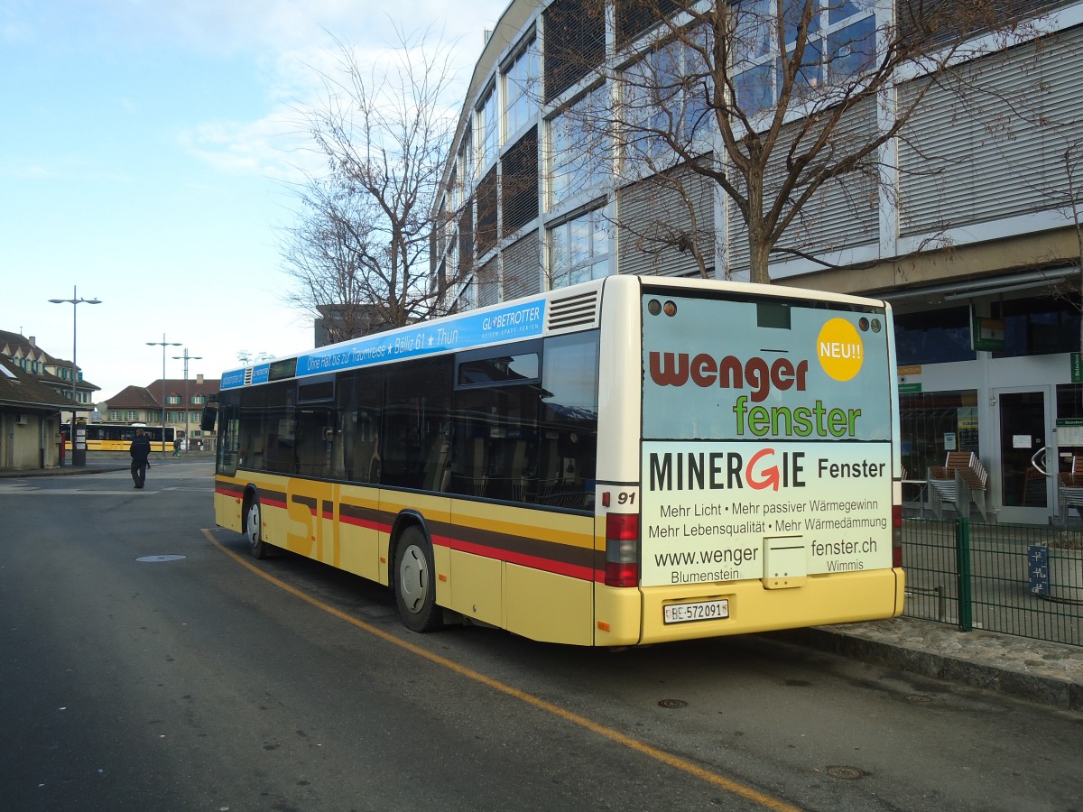 (137'827) - STI Thun - Nr. 91/BE 572'091 - MAN am 25. Februar 2012 bei der Schiffl�ndte Thun