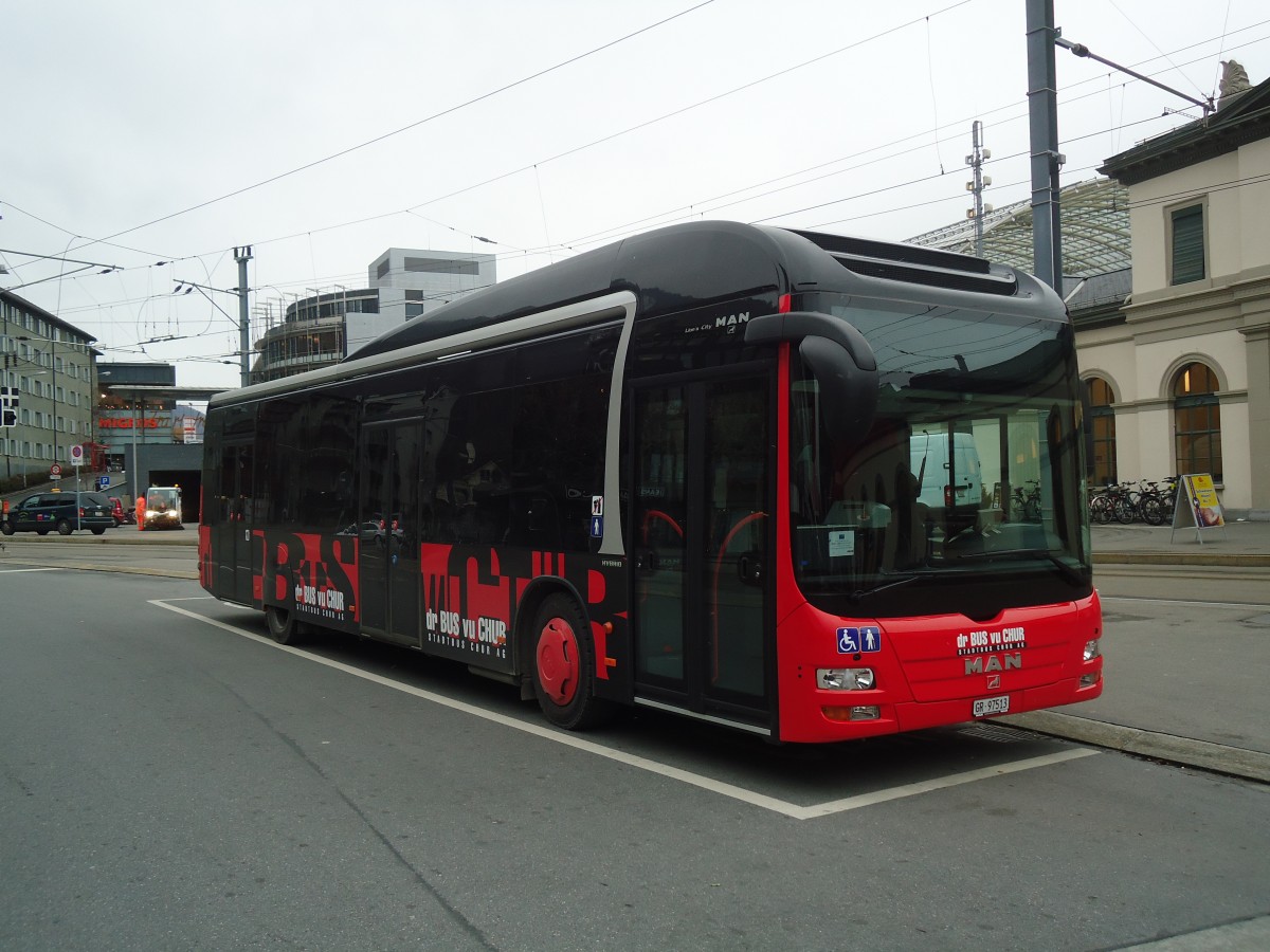 (137'859) - SBC Chur - Nr. 13/GR 97'513 - MAN am 5. M�rz 2012 beim Bahnhof Chur