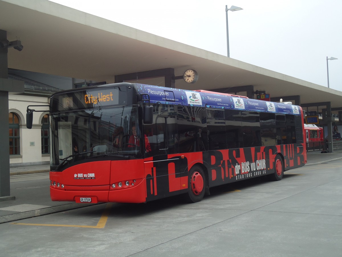 (137'866) - SBC Chur - Nr. 8/GR 97'508 - Solaris am 5. M�rz 2012 beim Bahnhof Chur