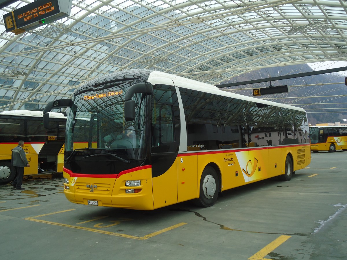 (137'880) - PostAuto Graub�nden - GR 162'989 - MAN am 5. M�rz 2012 in Chur, Postautostation