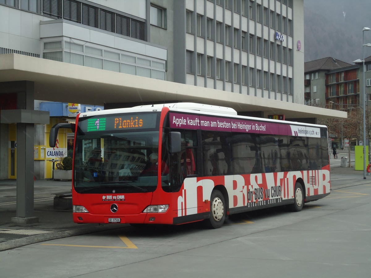 (137'894) - SBC Chur - Nr. 6/GR 97'506 - Mercedes am 5. M�rz 2012 beim Bahnhof Chur
