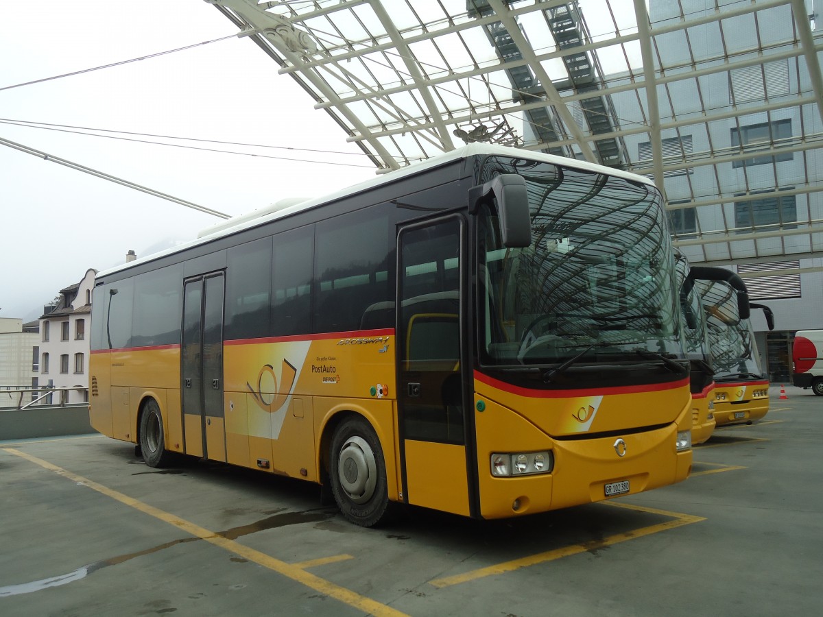 (137'905) - PostAuto Graub�nden - GR 102'380 - Irisbus am 5. M�rz 2012 in Chur, Postautostation