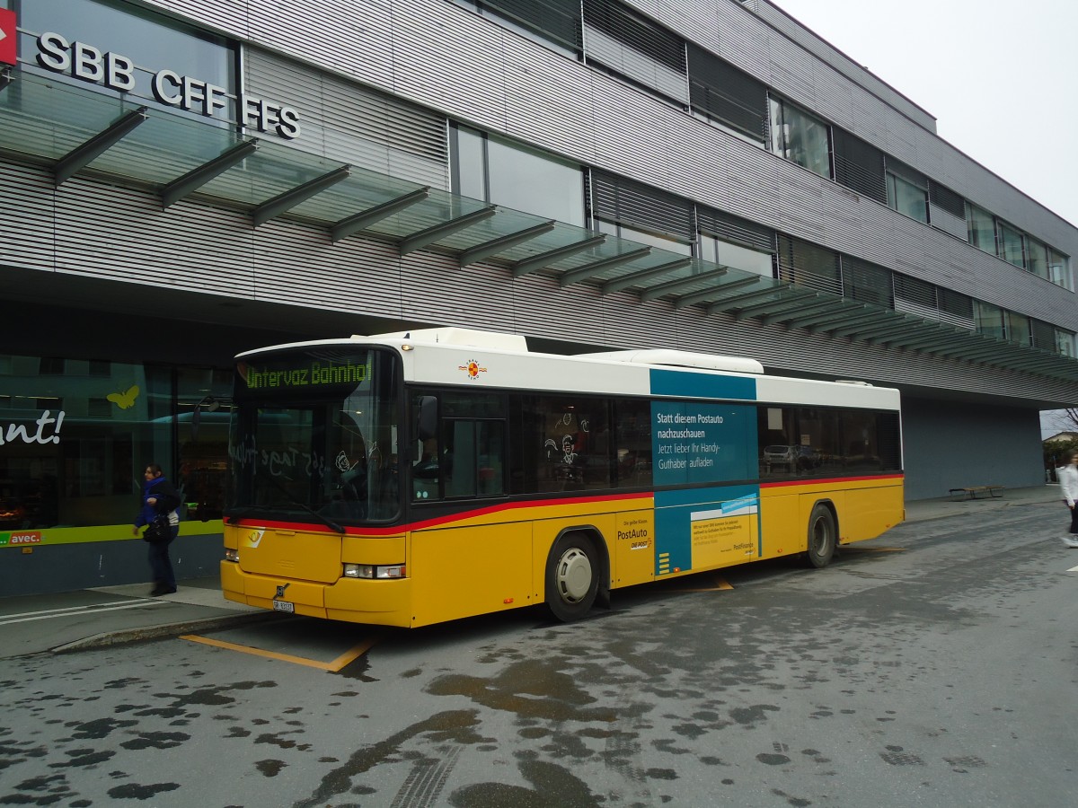 (137'928) - D�nser, Trimmis - GR 83'137 - Volvo/Hess (ex PostAuto Graub�nden; ex P 25'676) am 5. M�rz 2012 beim Bahnhof Landquart 