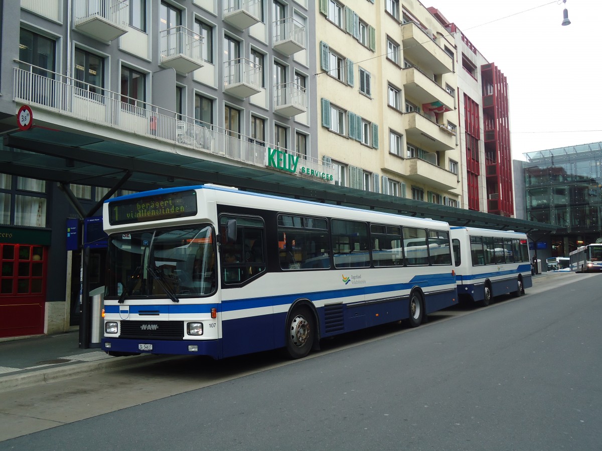 (137'962) - ZVB Zug - Nr. 107/ZG 54'617 - NAW/Hess (ex Nr. 97) am 6. M�rz 2012 beim Bahnhof Zug