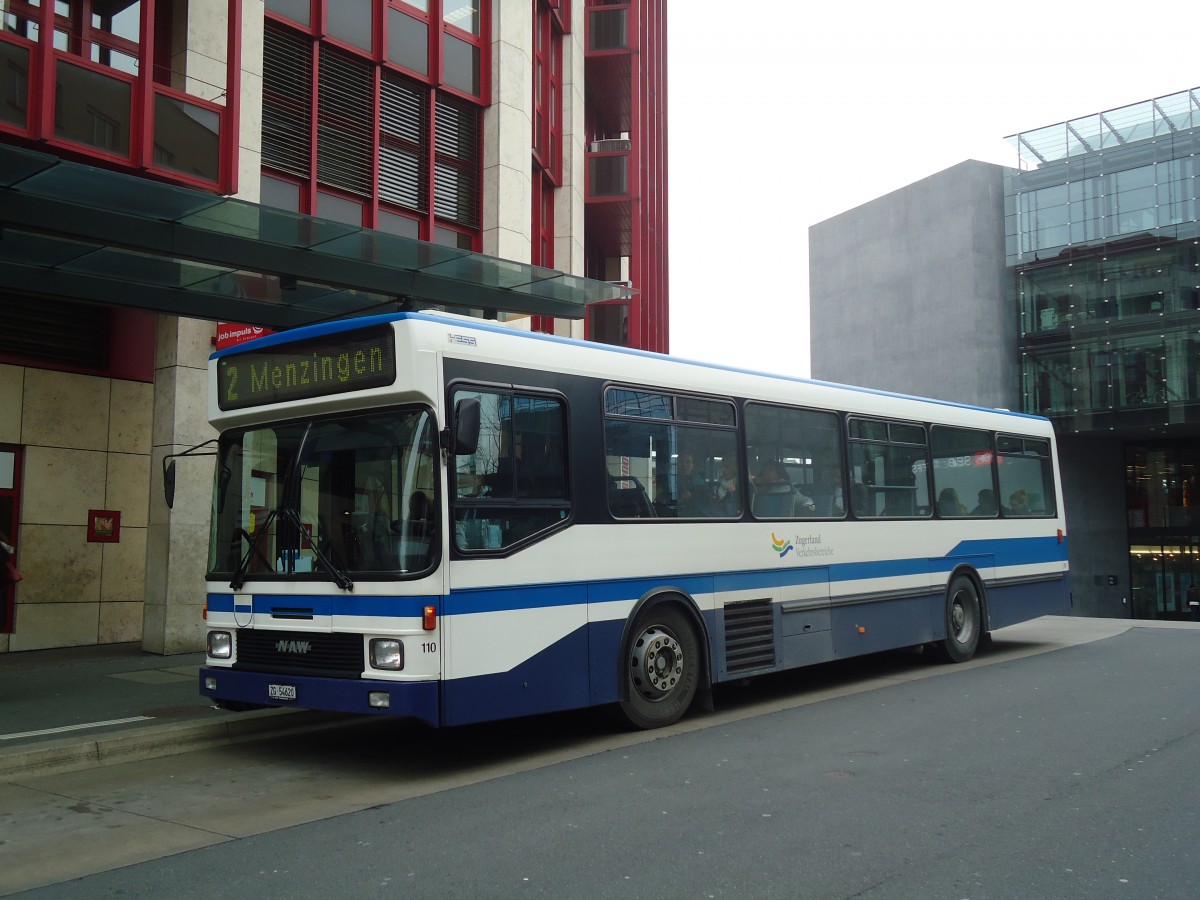 (137'965) - ZVB Zug - Nr. 110/ZG 54'620 - NAW/Hess (ex Nr. 100) am 6. M�rz 2012 beim Bahnhof Zug