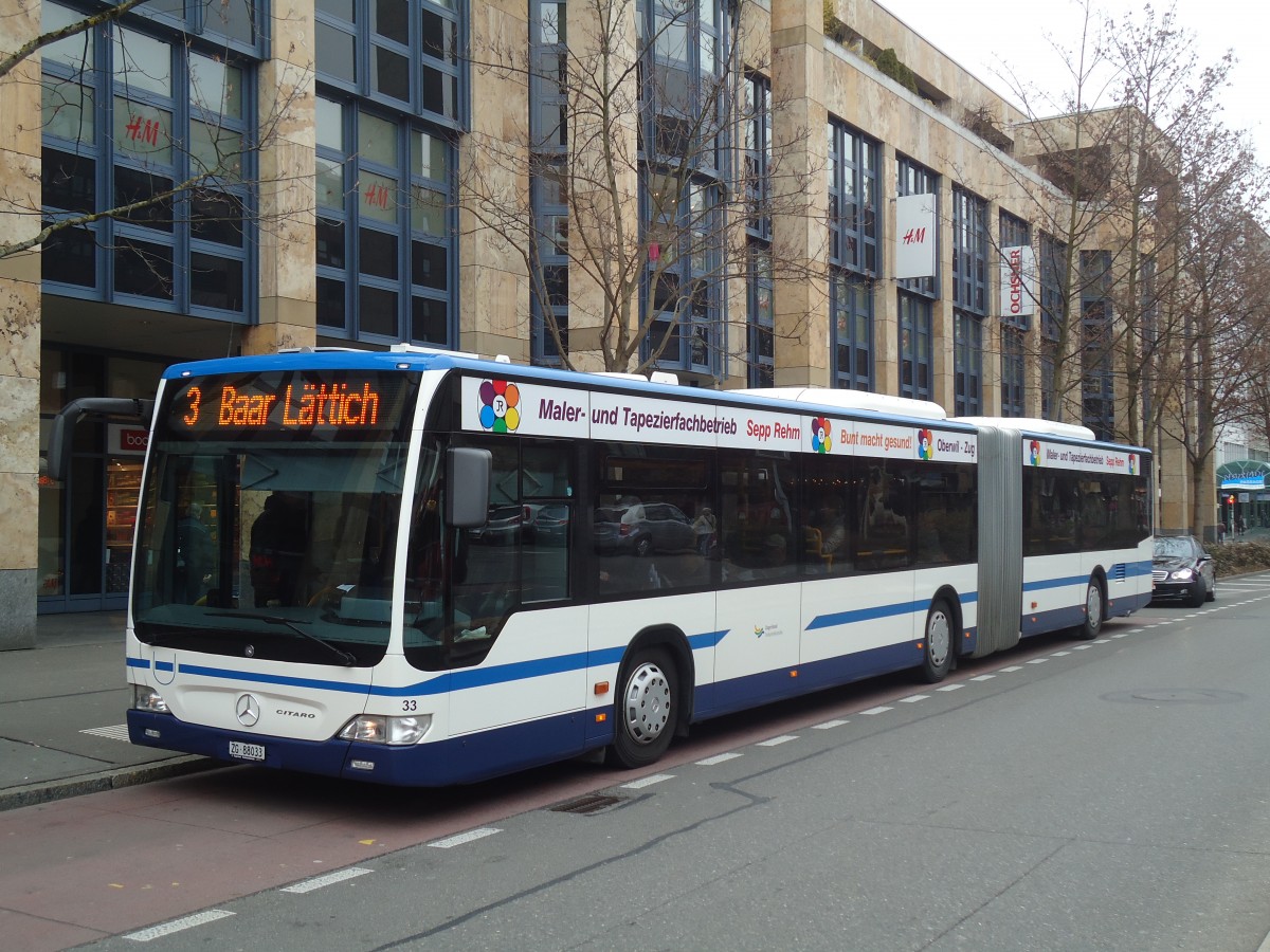 (138'002) - ZVB Zug - Nr. 33/ZG 88'033 - Mercedes am 6. M�rz 2012 in Zug, Metalli