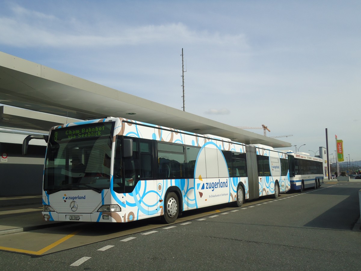 (138'046) - ZVB Zug - Nr. 19/ZG 3369 - Mercedes am 6. M�rz 2012 beim Bahnhof Rotkreuz