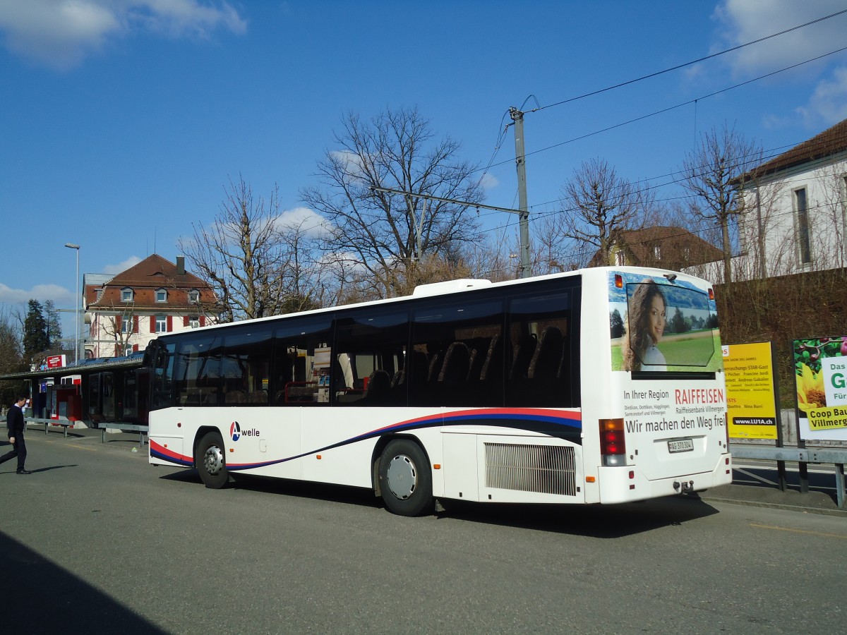 (138'073) - Limmat Bus, Dietikon - AG 370'304 - Volvo (ex BDWM Bremgarten Nr. 4; ex Tschannen, Zofingen Nr. 13) am 6. M�rz 2012 beim Bahnhof Wohlen