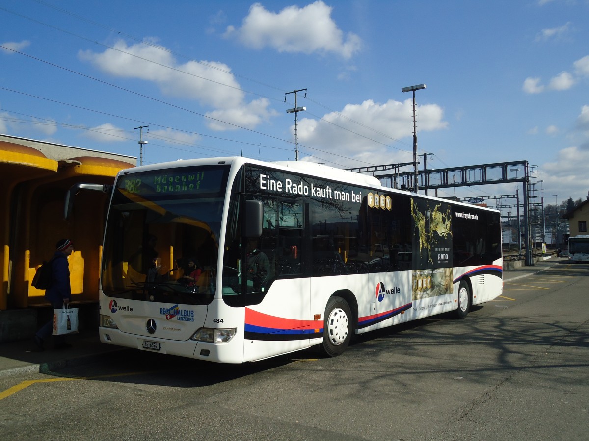 (138'080) - Knecht, Windisch - Nr. 484/AG 6594 - Mercedes (ex Nr. 84) am 6. M�rz 2012 beim Bahnhof Lenzburg