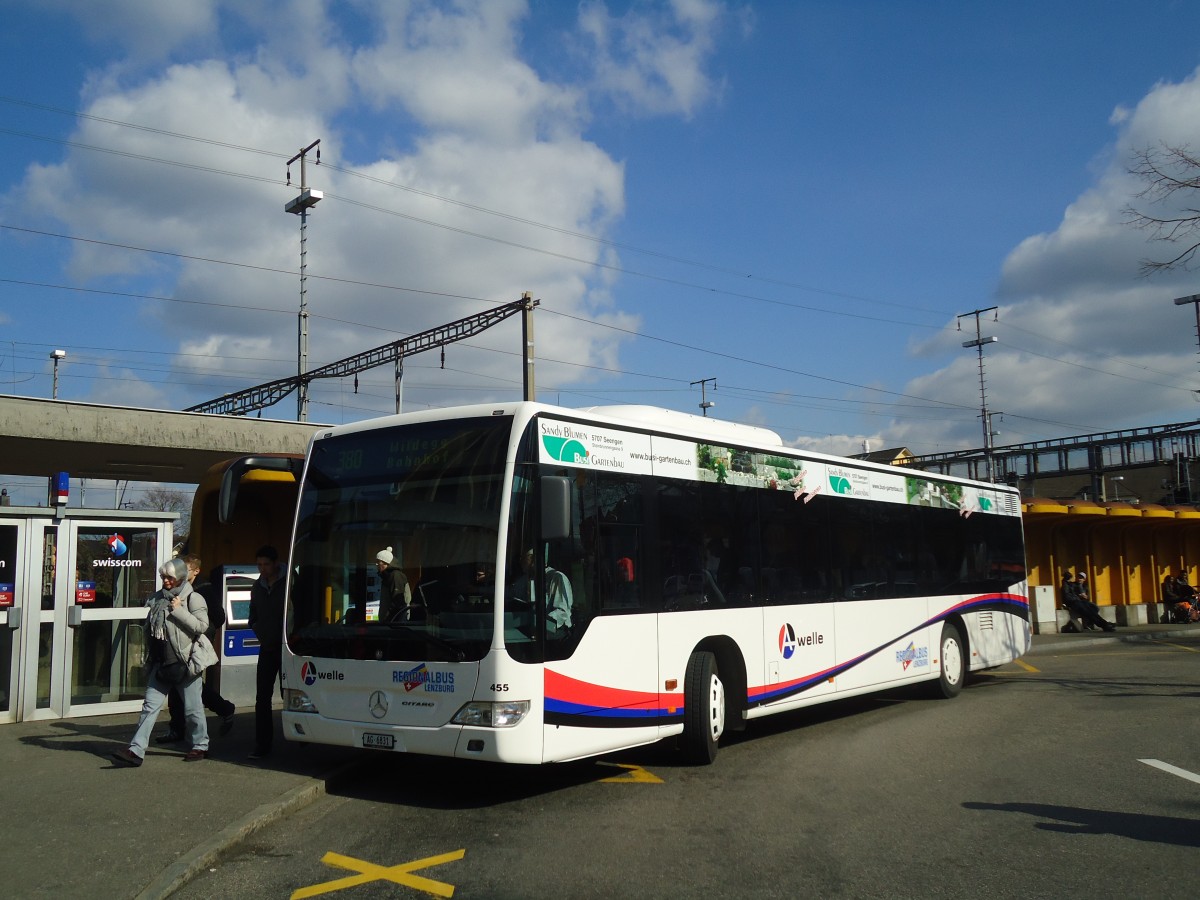 (138'089) - Knecht, Windisch - Nr. 455/AG 6831 - Mercedes am 6. M�rz 2012 beim Bahnhof Lenzburg