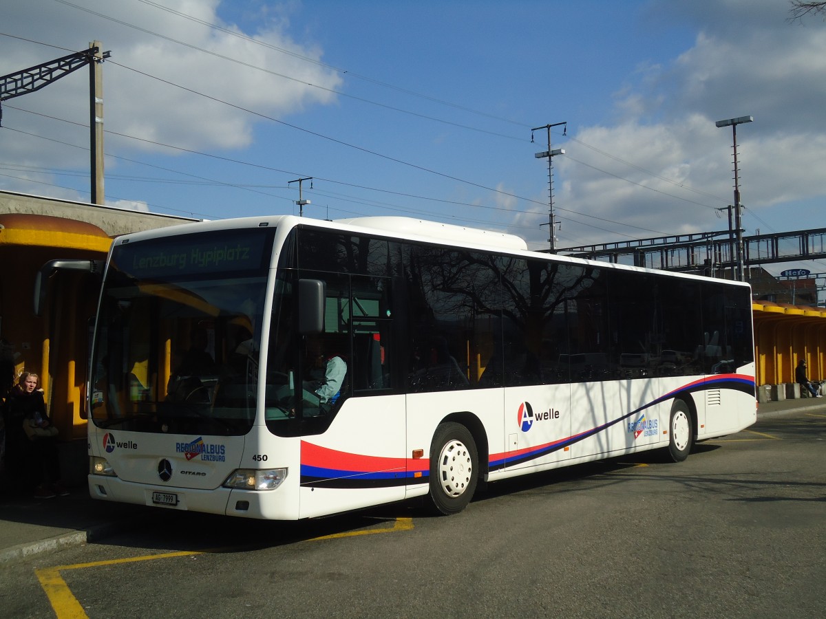 (138'091) - Knecht, Windsich - Nr. 450/AG 7999 - Mercedes am 6. M�rz 2012 beim Bahnhof Lenzburg