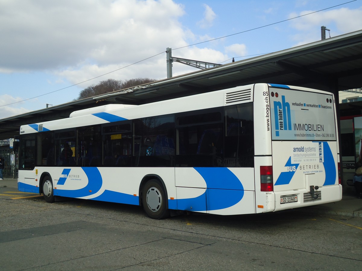 (138'131) - BOGG Wangen b.O. - Nr. 85/SO 21'948 - MAN am 6. M�rz 2012 beim Bahnhof Olten