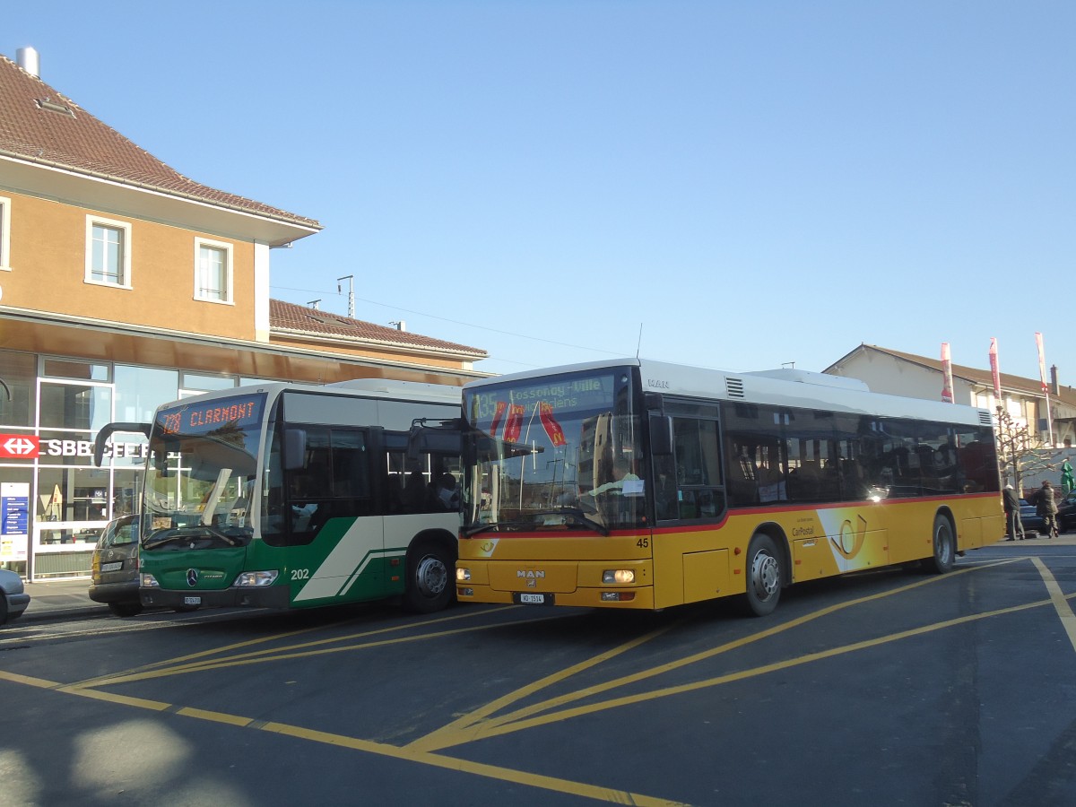 (138'163) - SAPJV, L'Isle - Nr. 45/VD 1514 - MAN am 9. M�rz 2012 beim Bahnhof Morges