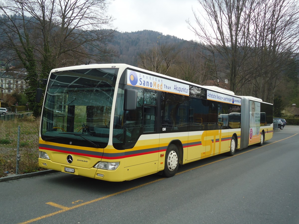 (138'482) - STI Thun - Nr. 136/BE 801'136 - Mercedes am 6. April 2012 bei der Schiffl�ndte Thun