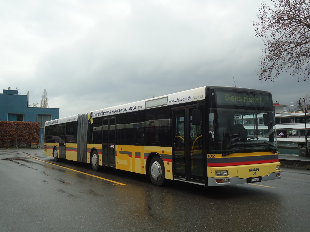 (138'531) - STI Thun - Nr. 102/BE 577'102 - MAN am 15. April 2012 bei der Schiffl�ndte Thun