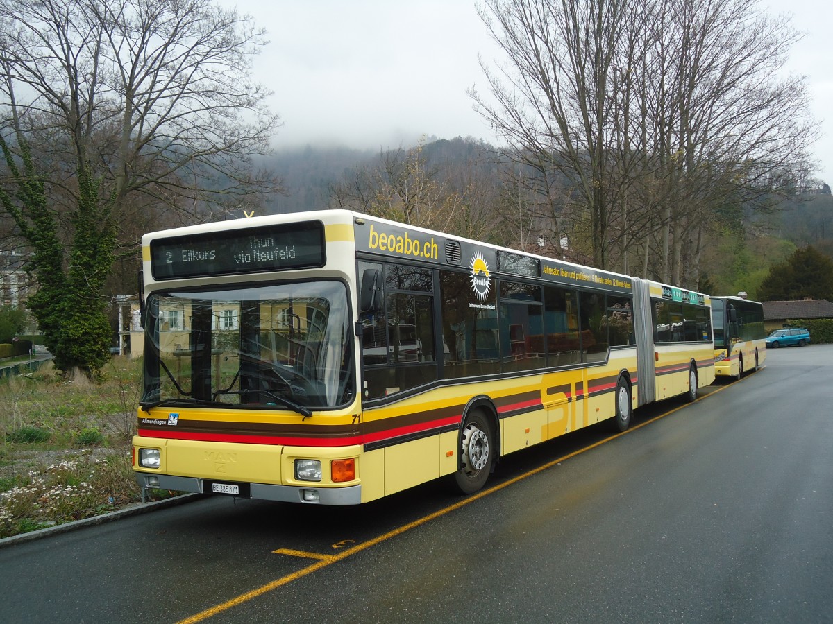 (138'572) - STI Thun - Nr. 71/BE 385'871 - MAN am 18. April 2012 bei der Schiffl�ndte Thun
