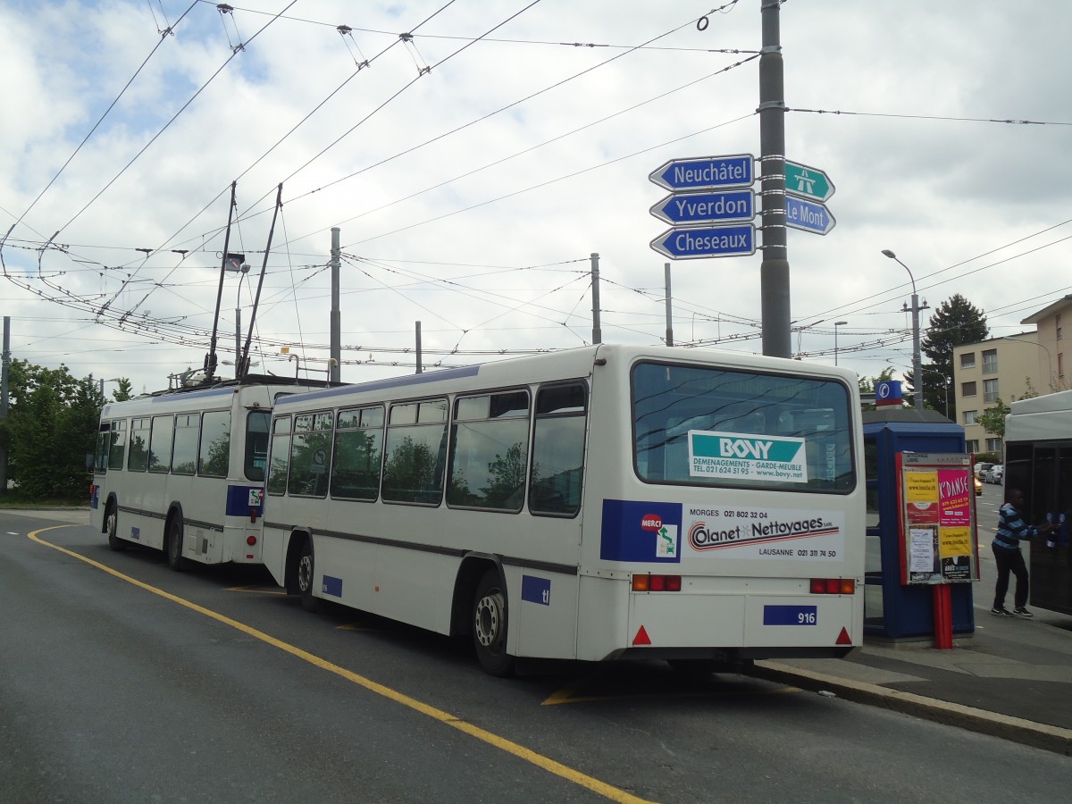 (138'746) - TL Lausanne - Nr. 916 - Lanz+Marti/Hess Personenanh�nger am 13. Mai 2012 in Lausanne, Bl�cherette