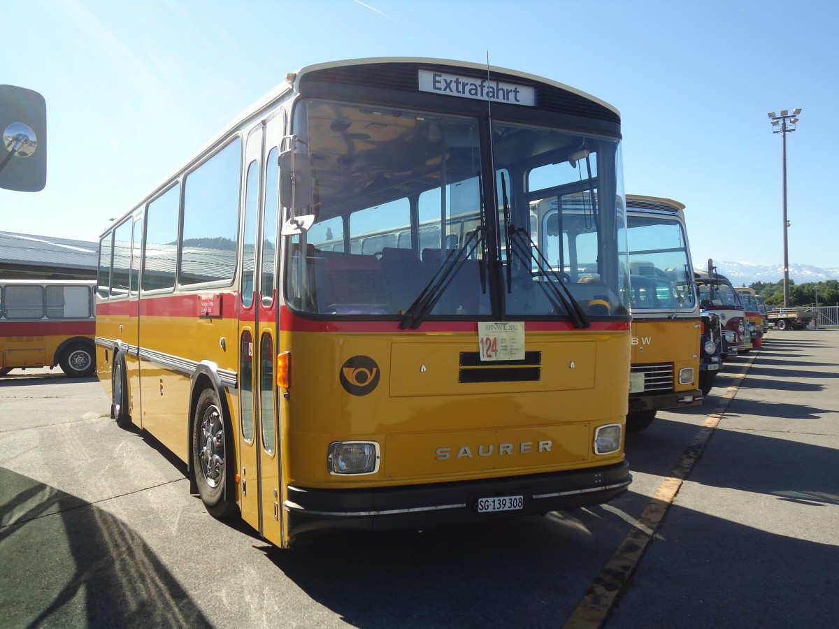 (139'508) - R�egg, R�ti - SG 139'308 - Saurer/T�scher (ex Gurtner, Worb; ex P 24'276) am 16. Juni 2012 in Hinwil, AMP