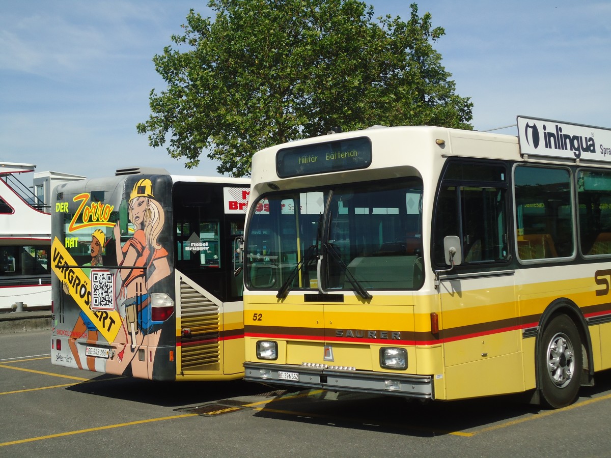 (139'997) - STI Thun - Nr. 52/BE 396'552 - Saurer/R&J am 24. Juni 2012 bei der Schiffl�ndte Thun (Teilaufnahme)