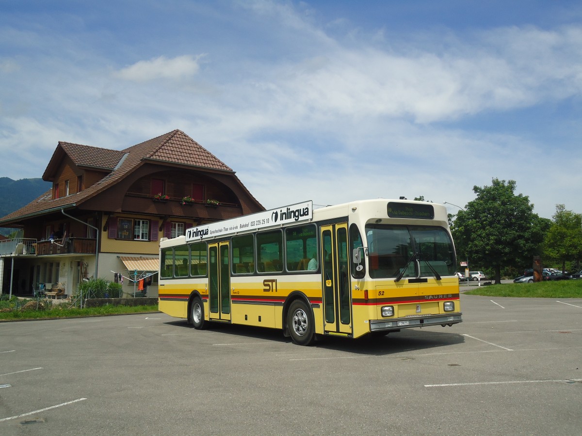 (140'037) - STI Thun - Nr. 52/BE 396'552 - Saurer/R&J am 24. Juni 2012 in L�ngenb�hl, Grizzlib�r
