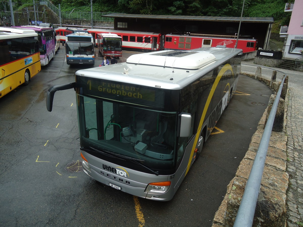 (140'407) - AAGU Altdorf - Nr. 57/UR 9347 - Setra am 1. Juli 2012 beim Bahnhof G�schenen
