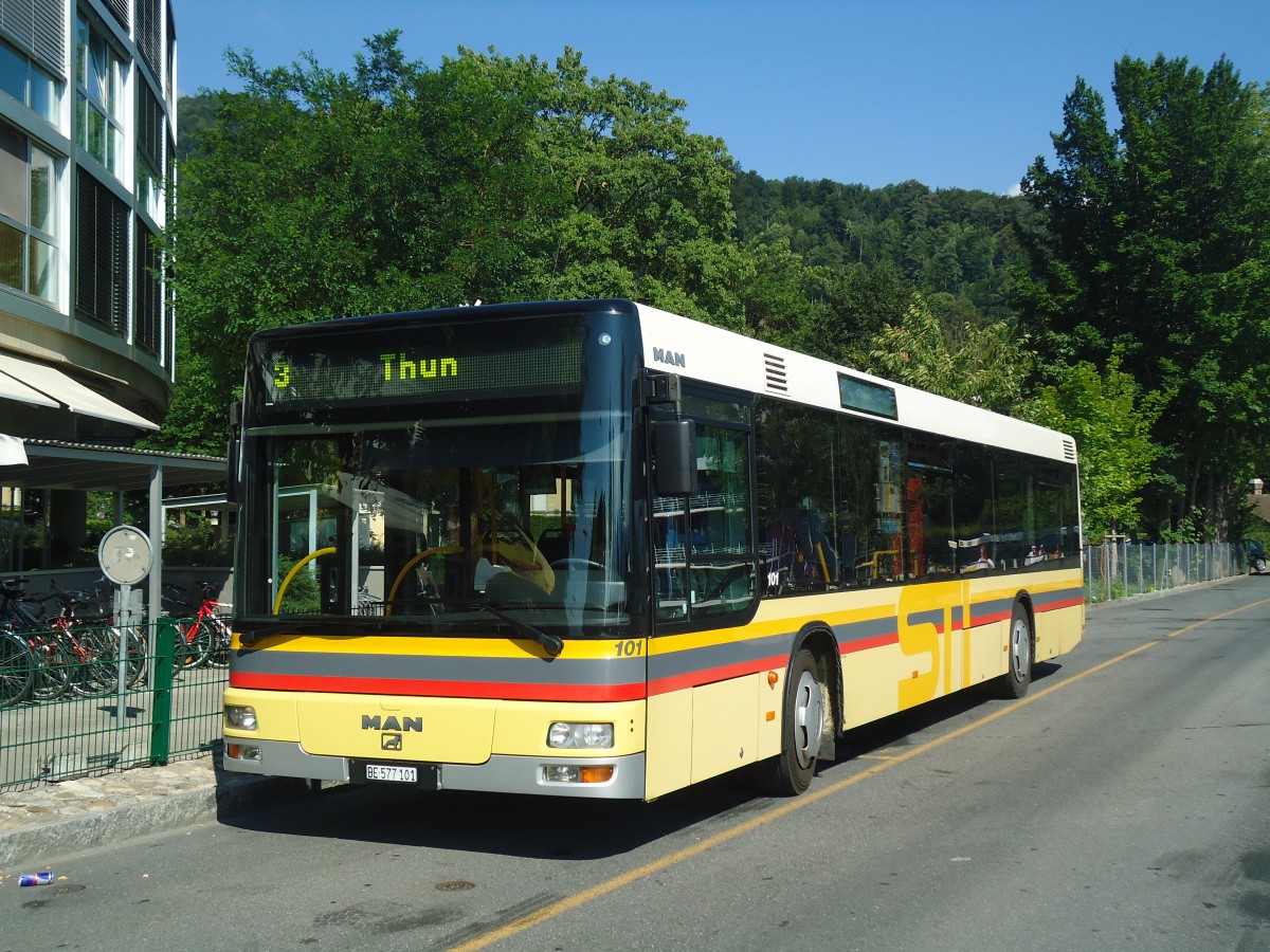 (141'069) - STI Thun - Nr. 101/BE 577'101 - MAN am 11. August 2012 bei der Schiffl�ndte Thun