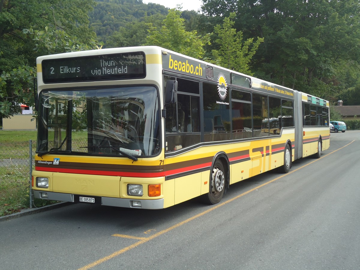 (141'403) - STI Thun - Nr. 71/BE 385'871 - MAN am 28. August 2012 bei der Schiffl�ndte Thun