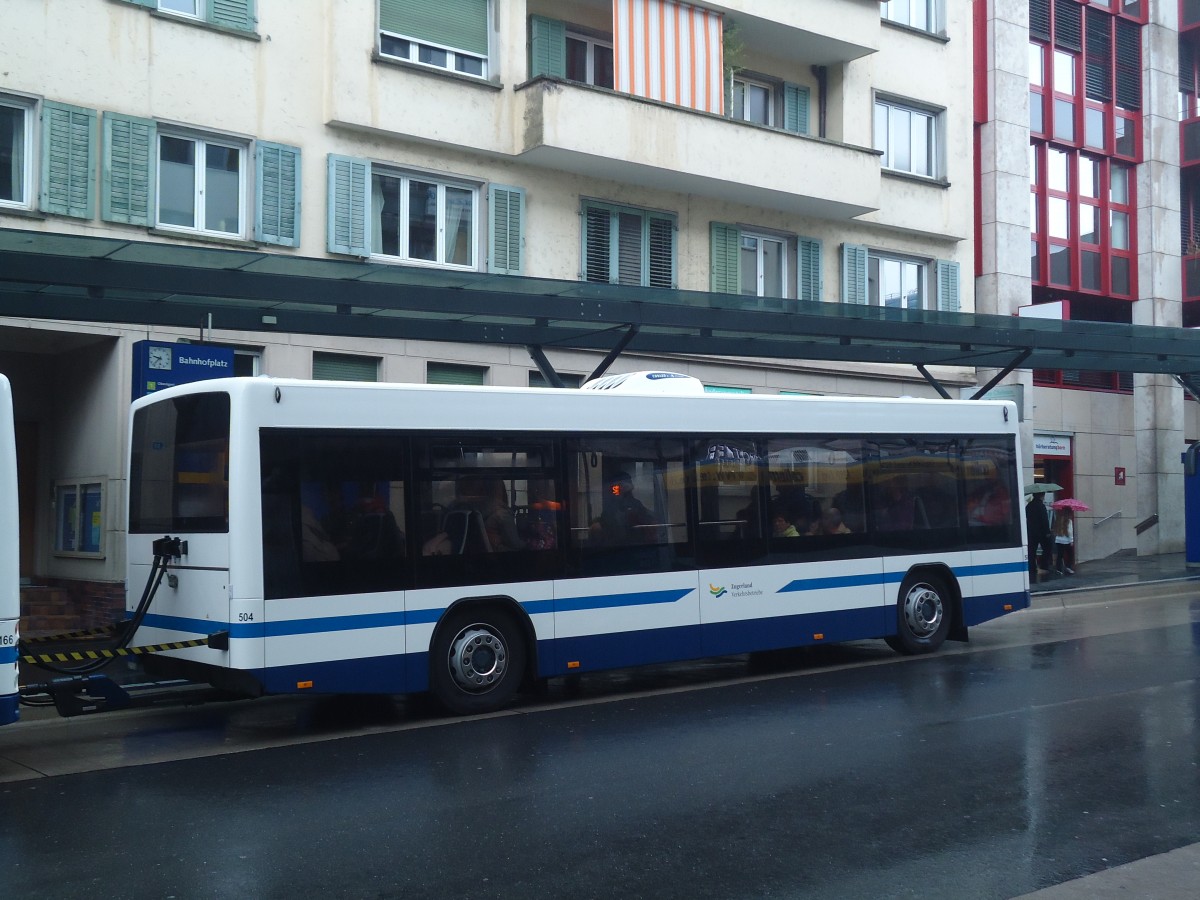 (141'416) - ZVB Zug - Nr. 504/ZG 84'504 - Lanz+Marti/Hess Personenanh�nger am 1. September 2012 beim Bahnhof Zug