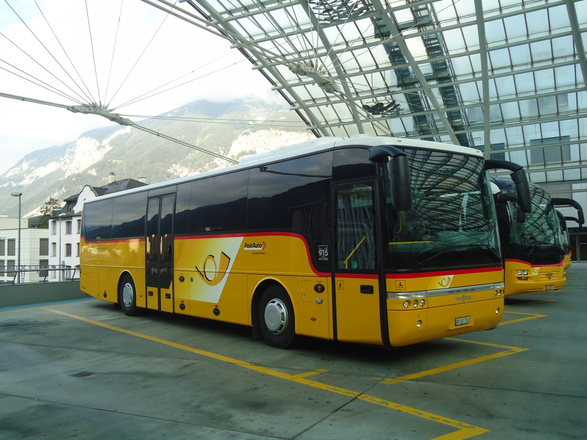 (141'573) - PostAuto Graub�nden - GR 107'701 - Van Hool am 15. September 2012 in Chur, Postautostation