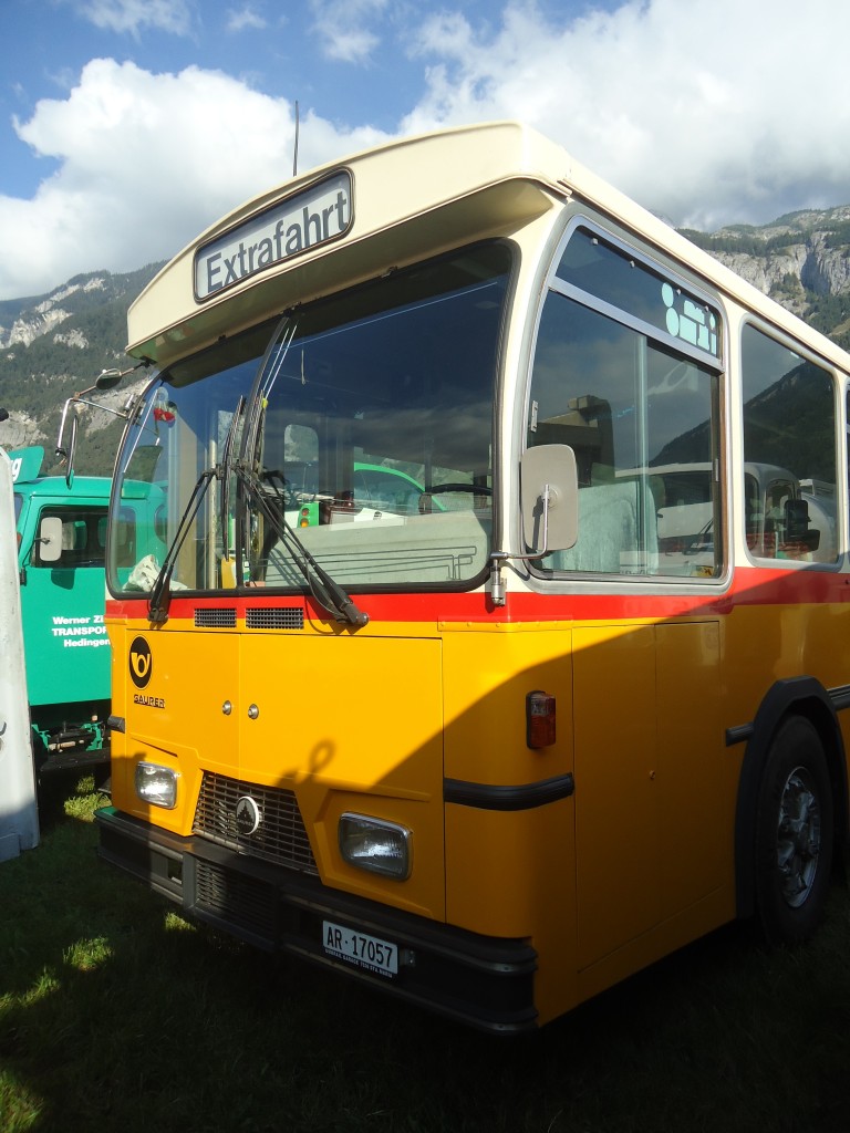 (141'602) - Osthues, Teufen - Nr. 15/AR 17'057 - Saurer-Leyland/Hess (ex AVG Grindelwald Nr. 15; ex RhV Altst�tten Nr. 42) am 15. September 2012 in Chur, Waffenplatz (Teilaufnahme)