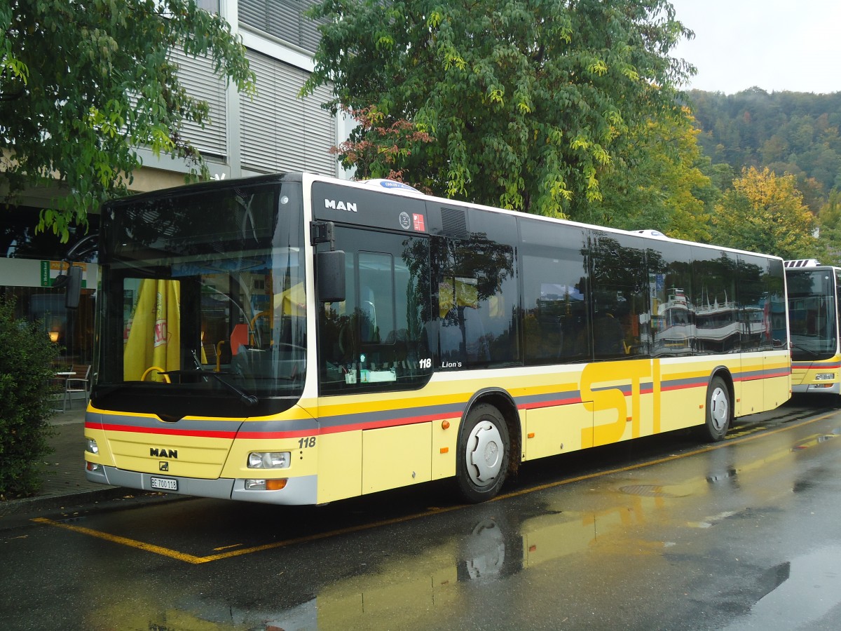 (141'908) - STI Thun - Nr. 118/BE 700'118 - MAN am 15. Oktober 2012 bei der Schiffl�ndte Thun