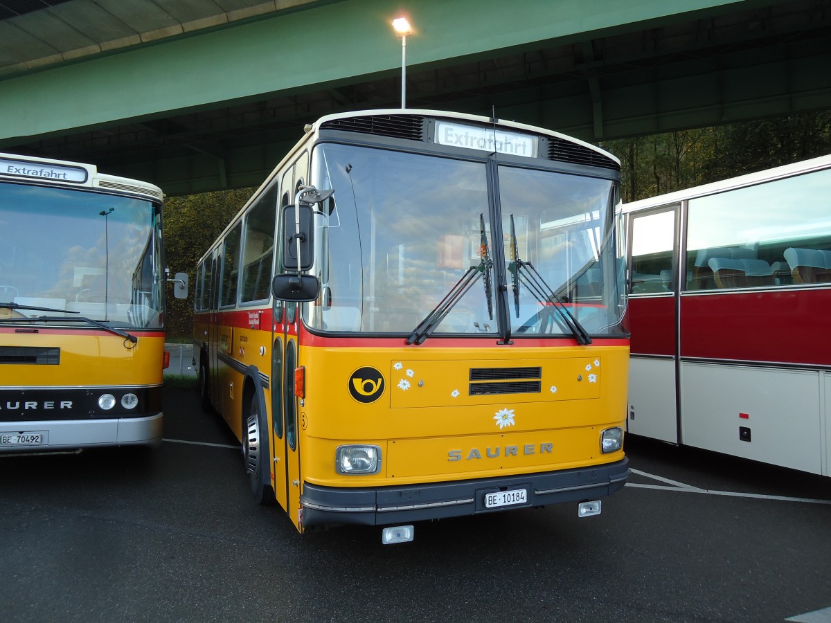 (141'967) - W�thrich, Ursenbach - Nr. 5/BE 10'184 - Saurer/T�scher (ex Sch�rch, Gutenburg Nr. 5; ex Engeloch, Riggisberg Nr. 5; ex P 25'668) am 21. Oktober 2012 in Flamatt, Bernstrasse