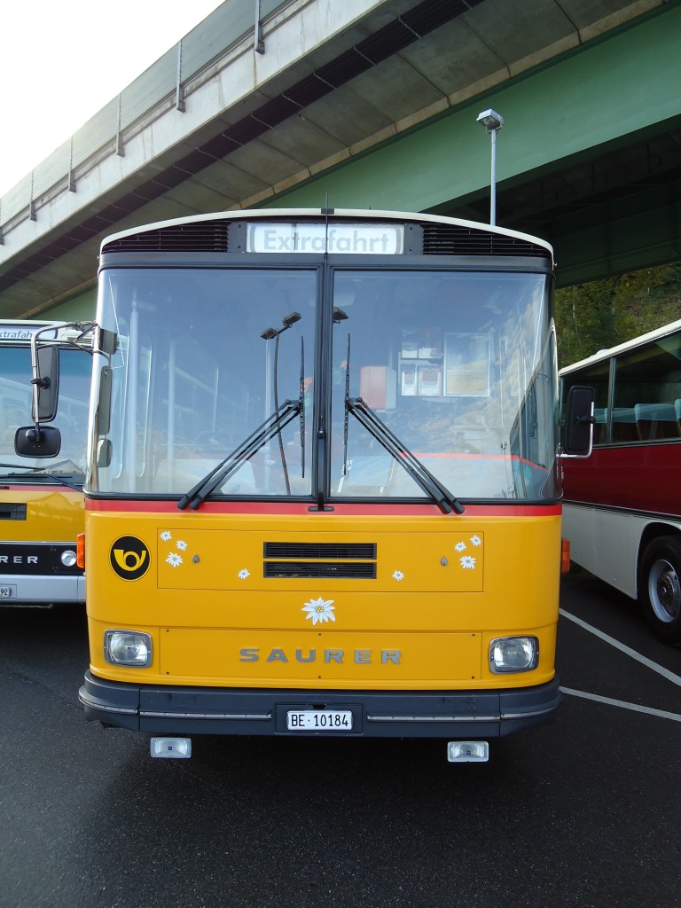 (141'991) - W�thrich, Ursenbach - Nr. 5/BE 10'184 - Saurer/T�scher (ex Sch�rch, Gutenburg Nr. 5; ex Engeloch, Riggisberg Nr. 5; ex P 25'668) am 21. Oktober 2012 in Flamatt, Bernstrasse