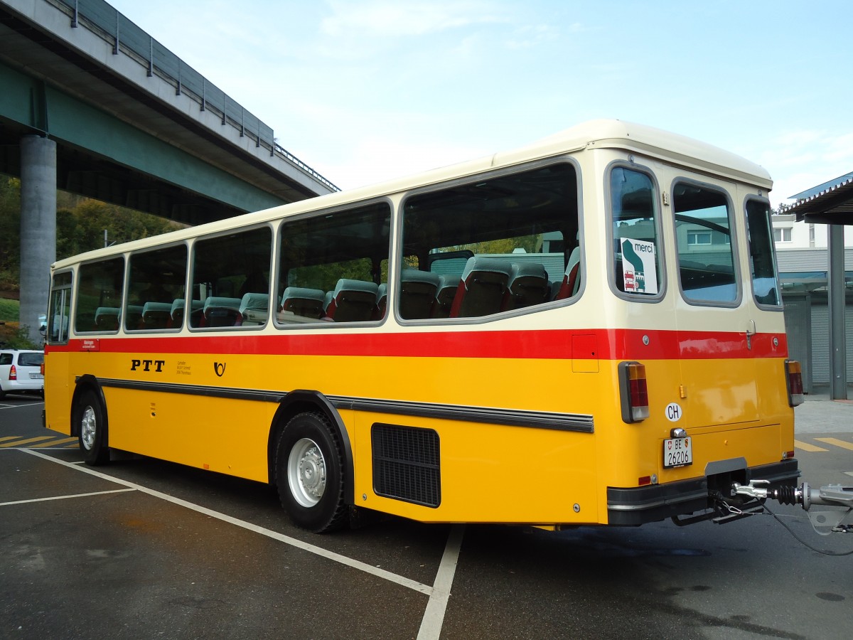 (142'013) - Schmid, Th�rishaus - BE 26'206 - Saurer/T�scher (ex P 24'244) am 21. Oktober 2012 in Flamatt, Bernstrasse