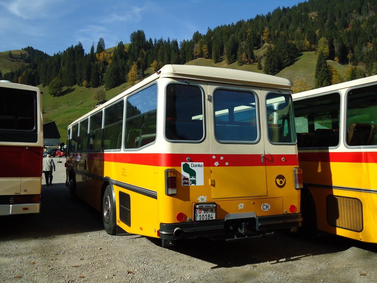 (142'028) - W�thrich, Ursenbach - Nr. 5/BE 10'184 - Saurer/T�scher (ex Sch�rch, Gutenburg Nr. 5; ex Engeloch, Riggisberg Nr. 5; ex P 25'668) am 21. Oktober 2012 in Schwarzsee, Schwyberg