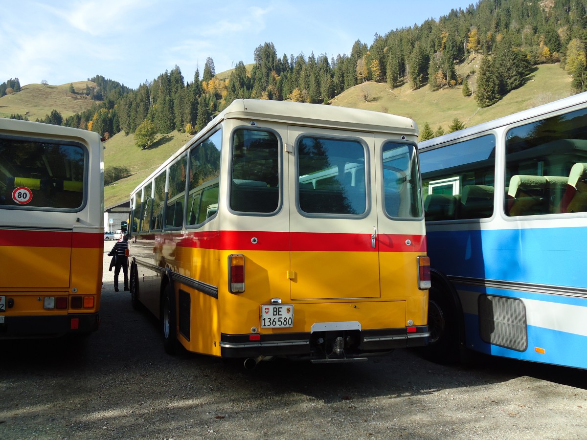 (142'031) - Schumacher, Liebefeld - BE 136'580 - Saurer/T�scher (ex Zimmermann, Niederwangen; ex P 24'289) am 21. Oktober 2012 in Schwarzsee, Schwyberg
