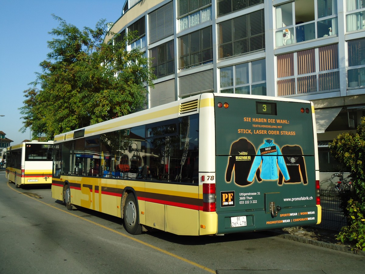 (142'075) - STI Thun - Nr. 78/BE 265'478 - MAN am 22. Oktober 2012 bei der Schiffl�ndte Thun