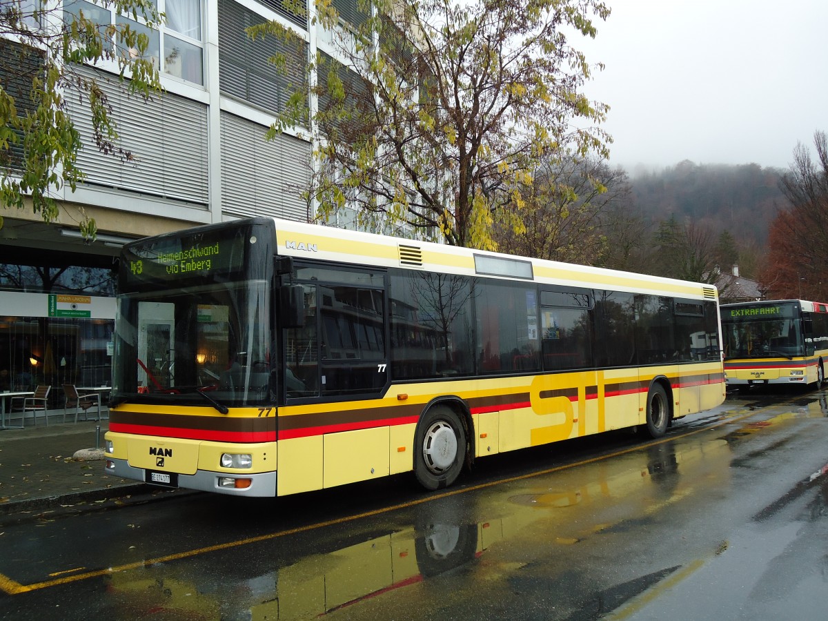 (142'280) - STI Thun - Nr. 77/BE 274'177 - MAN am 28. November 2012 bei der Schiffl�ndte Thun