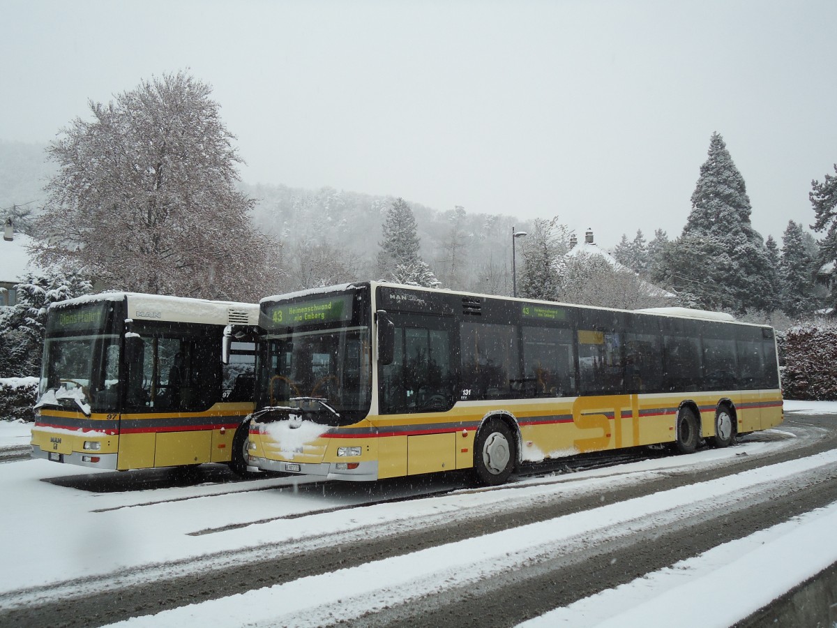 (142'291) - STI Thun - Nr. 131/BE 801'131 - MAN am 2. Dezember 2012 bei der Schiffl�ndte Thun
