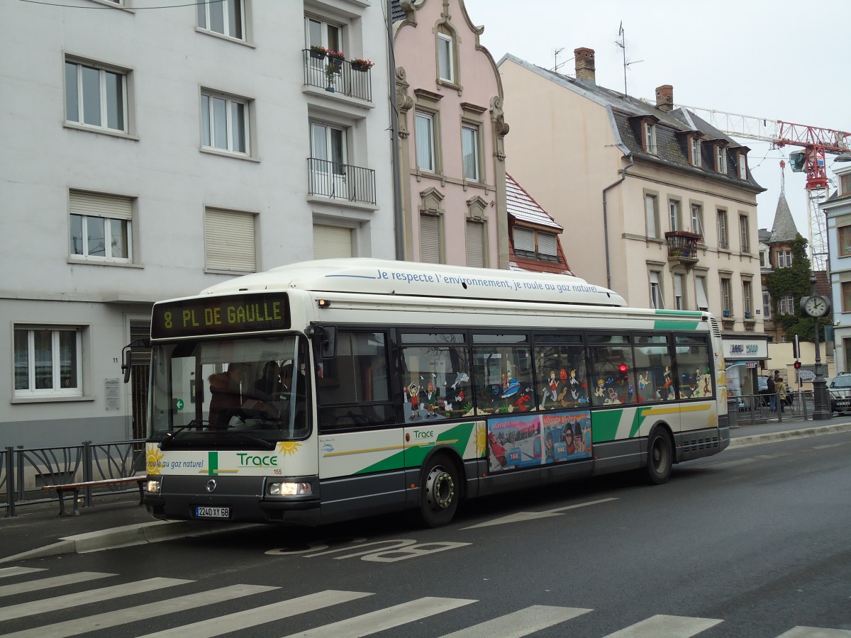 (142'365) - TRACE Colmar - Nr. 155/2240 XY 68 - Irisbus am 8. Dezember 2012 in Colmar, Th��tre
