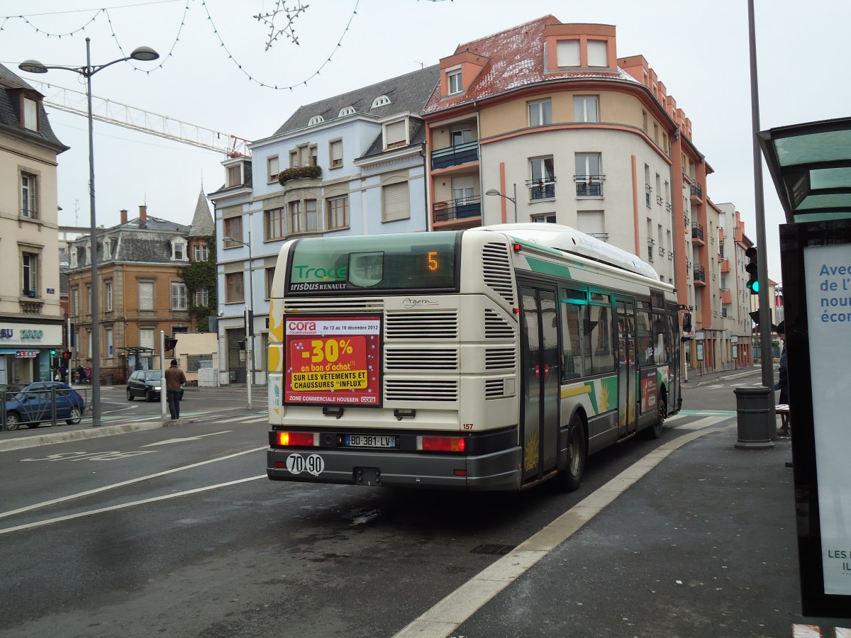 (142'370) - TRACE Colmar - Nr. 157/BD 381 LV - Irisbus am 8. Dezember 2012 in Colmar, Th��tre