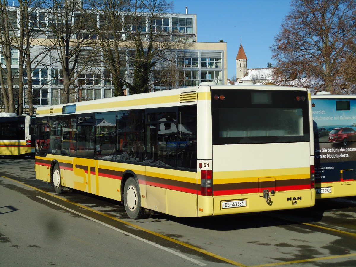 (142'500) - STI Thun - Nr. 81/BE 543'381 - MAN am 12. Dezember 2012 bei der Schiffl�ndte Thun