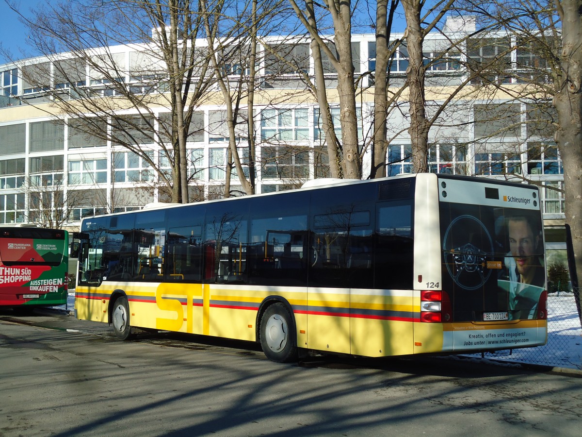 (142'501) - STI Thun - Nr. 124/BE 700'124 - MAN am 12. Dezember 2012 bei der Schiffl�ndte Thun