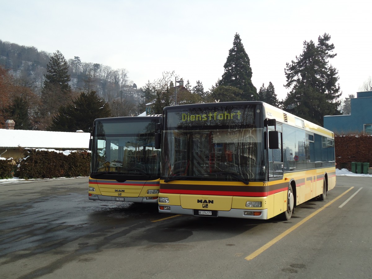 (142'511) - STI Thun - Nr. 77/BE 274'177 - MAN am 14. Dezember 2012 bei der Schiffl�ndte Thun