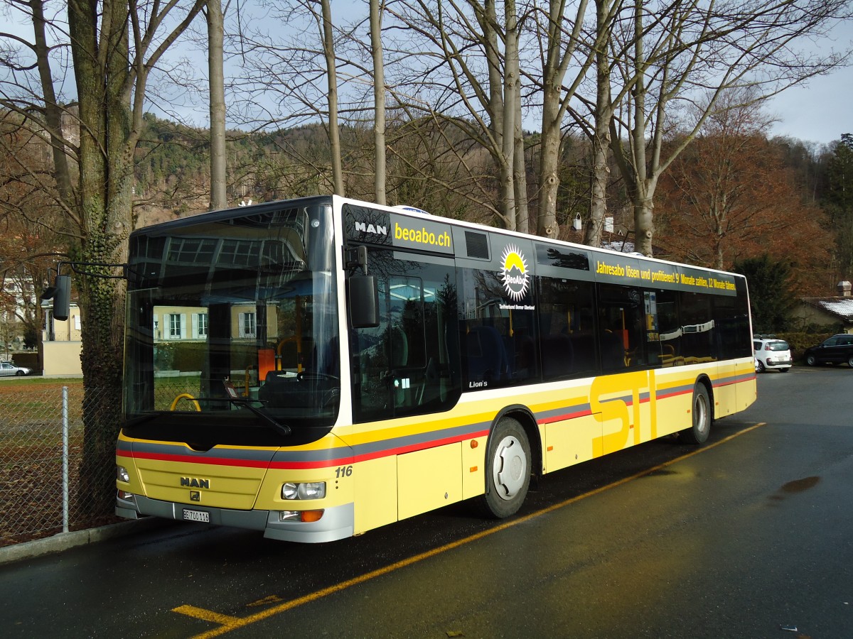 (142'553) - STI Thun - Nr. 116/BE 700'116 - MAN am 16. Dezember 2012 bei der Schiffl�ndte Thun