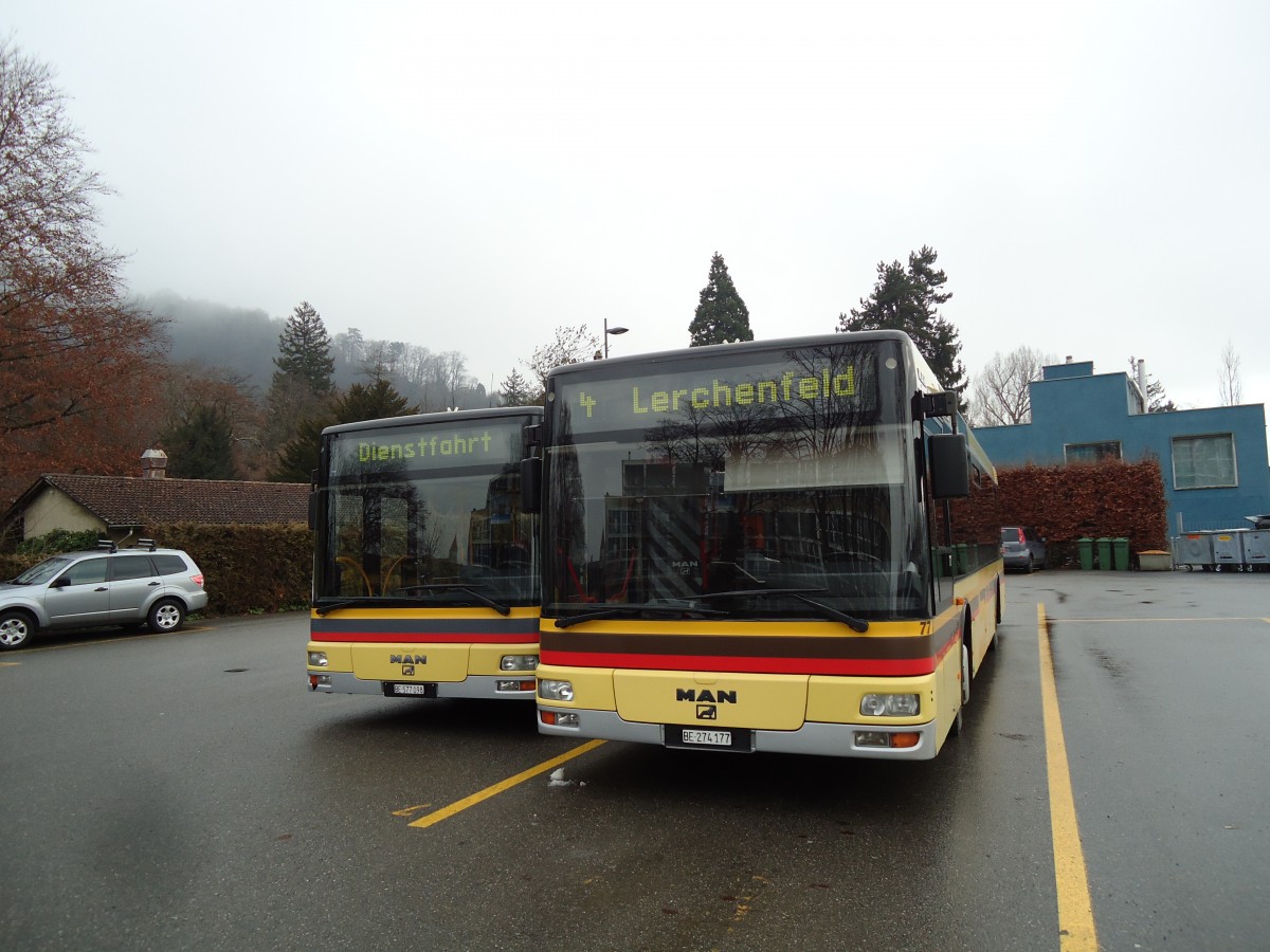 (142'569) - STI Thun - Nr. 77/BE 274'177 - MAN am 21. Dezember 2012 bei der Schiffl�ndte Thun